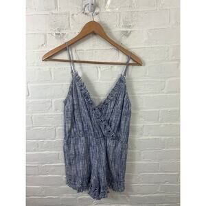 Tularosa Women's V Neck Amelia Romper Jumpsuit Sleeveless Striped Gray Size S